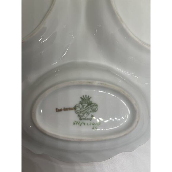 JLMenau Echt Graf Henneberg Floral Divided Relish Candy Dishes VINTAGE Red - Picture 5 of 5